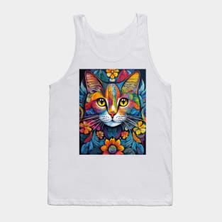 Copy of vibrant and colourful cat art design Tank Top